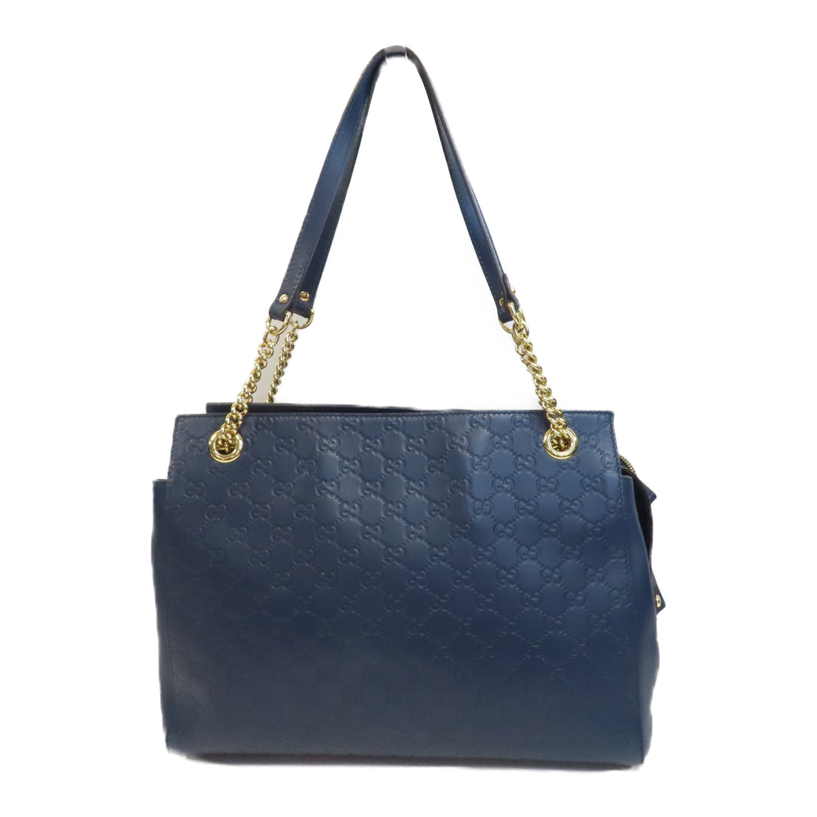 GUCCI 【激減優惠】牛皮皮革Tote Bag金扣手挽袋藍色