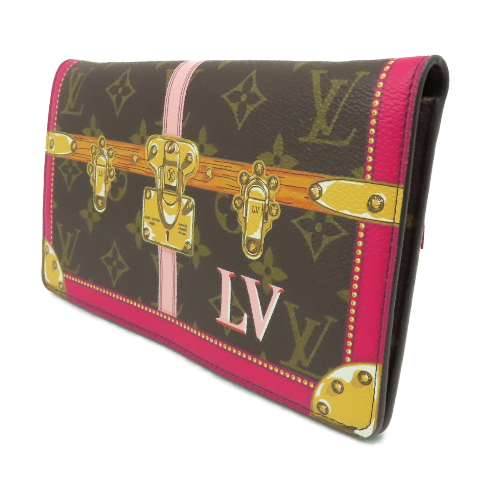 LOUIS VUITTON 【激減優惠】Monogram Pochette Weekend Wallet On Chain Shoulder Bag金扣鏈帶肩背袋啡色/粉紅色