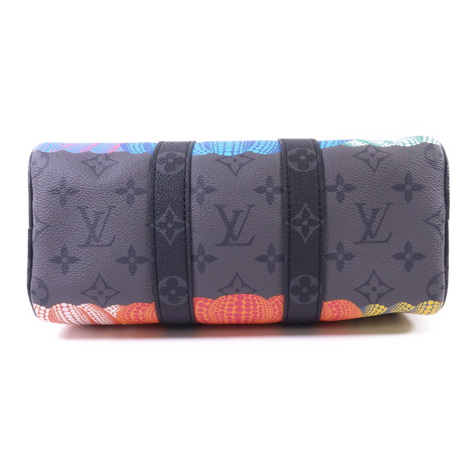 LOUIS VUITTON Monogram Eclipse Reverse LV x YK Keepall 25銀扣手挽肩背兩用袋