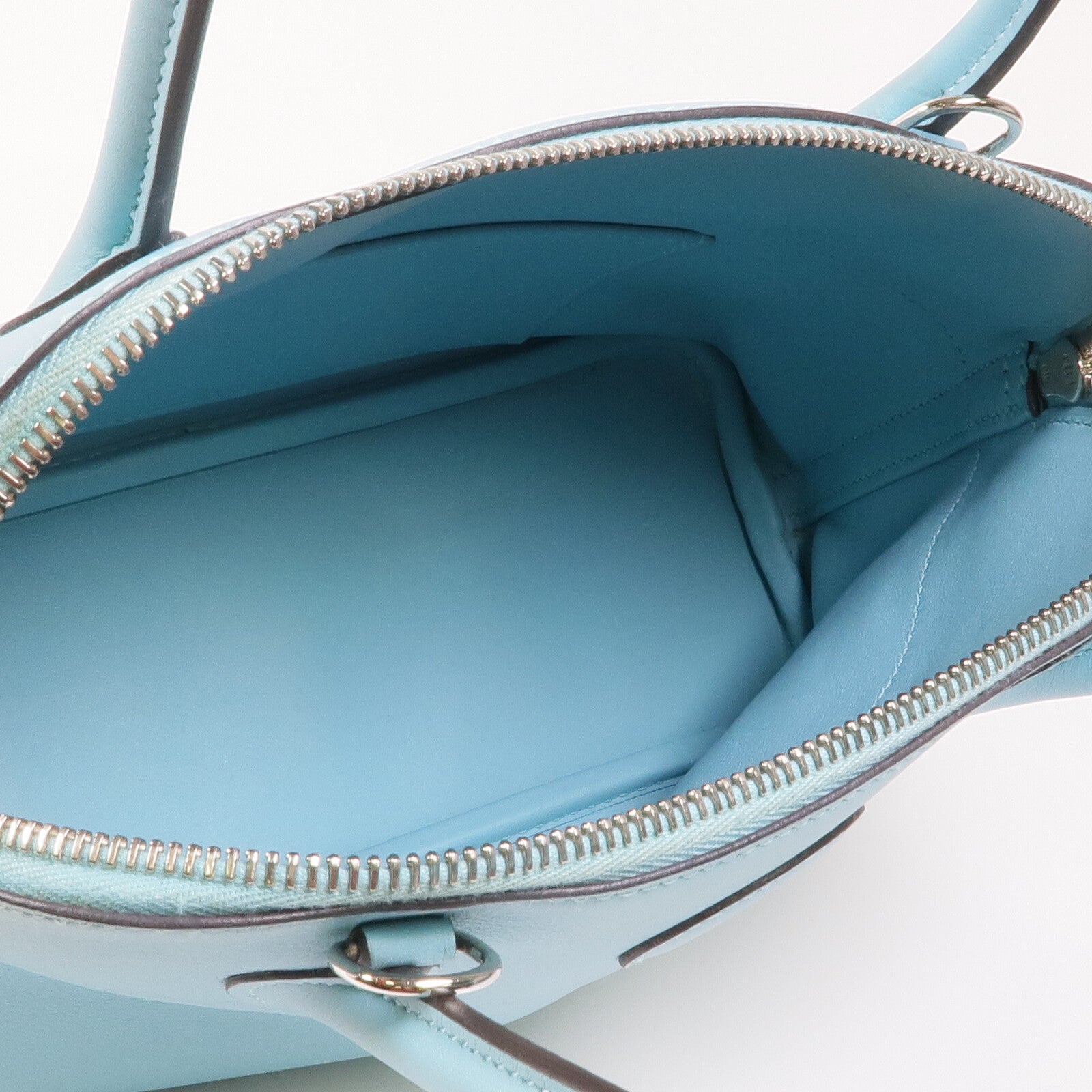 HERMES Swift皮革Bolide 27銀扣手挽肩背兩用袋Bleu Atoll
