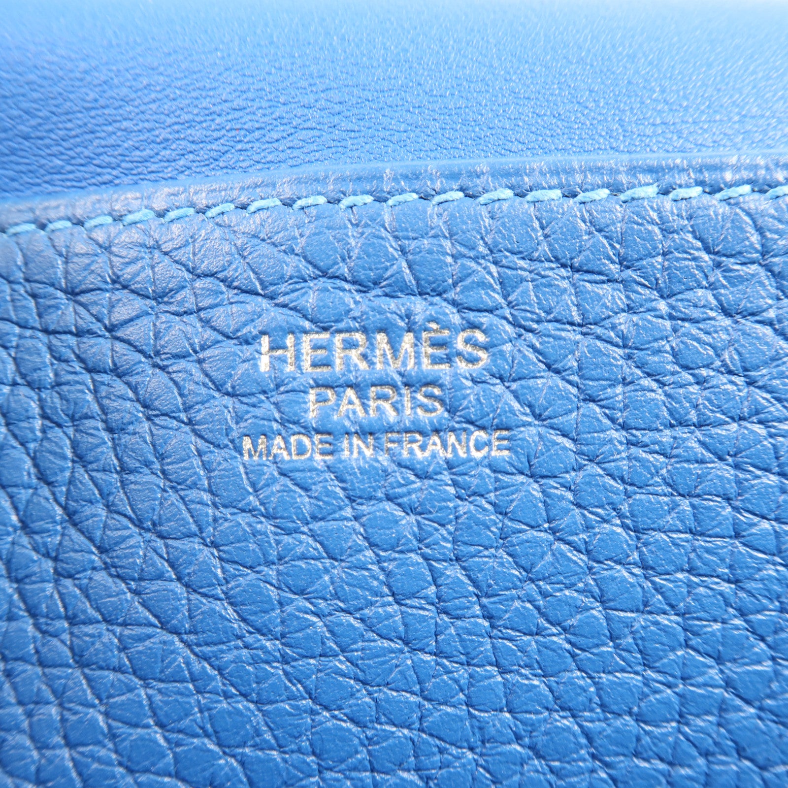 HERMES Clemence皮革/Swift皮革Halzan 25銀扣手挽肩背兩用袋Mykonos