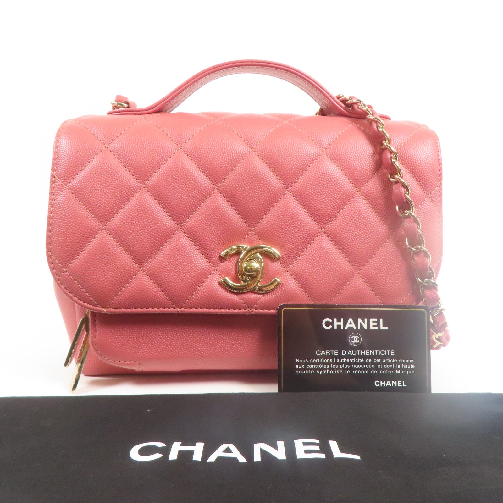 CHANEL 牛皮皮革Affinity金扣手挽肩背兩用袋