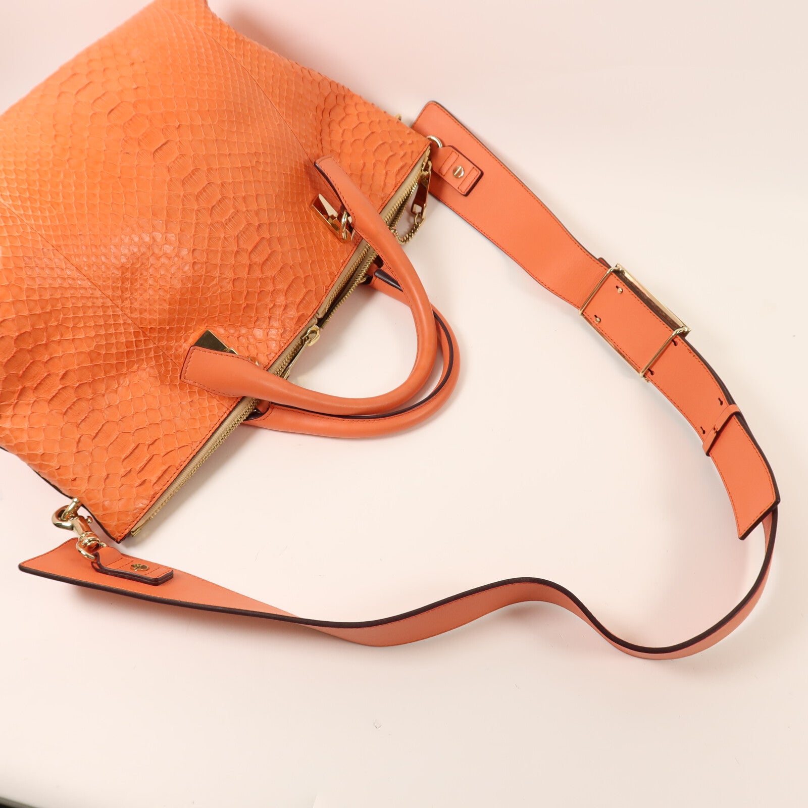Chloe 【激減優惠】蛇皮皮革/牛皮皮革2 way Shoulder金扣手挽肩背兩用袋