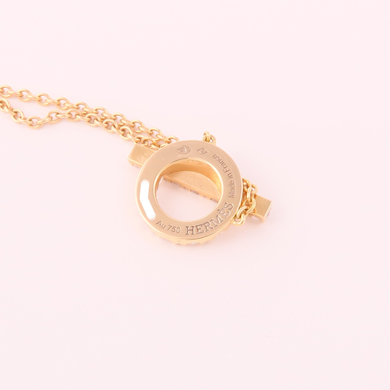 HERMES 18K玫瑰金Finesse Pendant鑽石項鍊