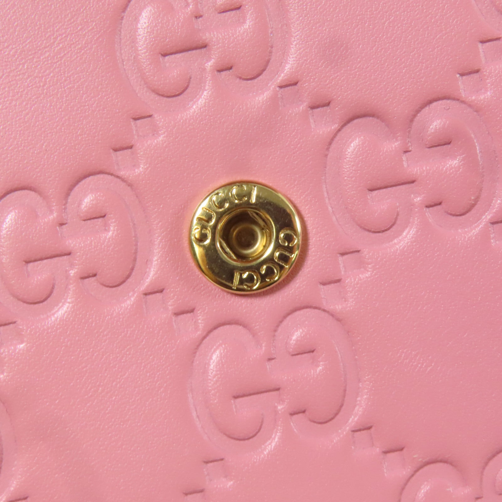 GUCCI 牛皮皮Wallet On Chain金扣鏈帶肩背袋粉紅色