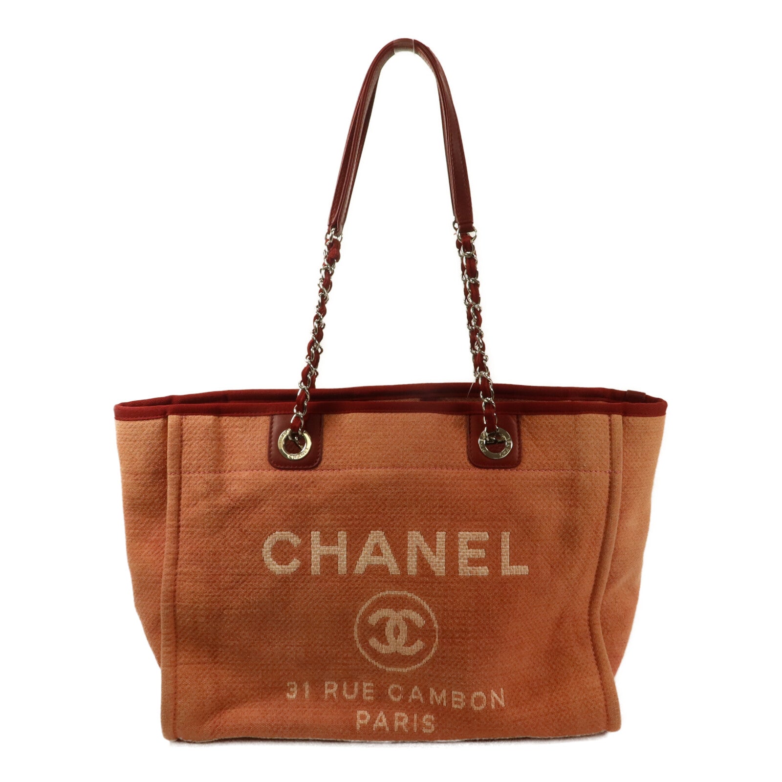 CHANEL 帆布Deauville Tote Bag MM手挽袋