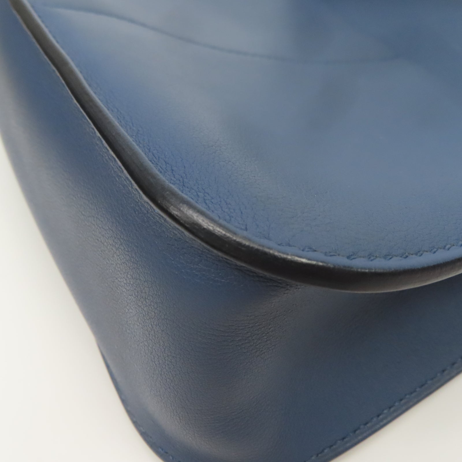 HERMES Swift皮革Mini Halzan Shoulder Bag銀扣肩背袋藍色