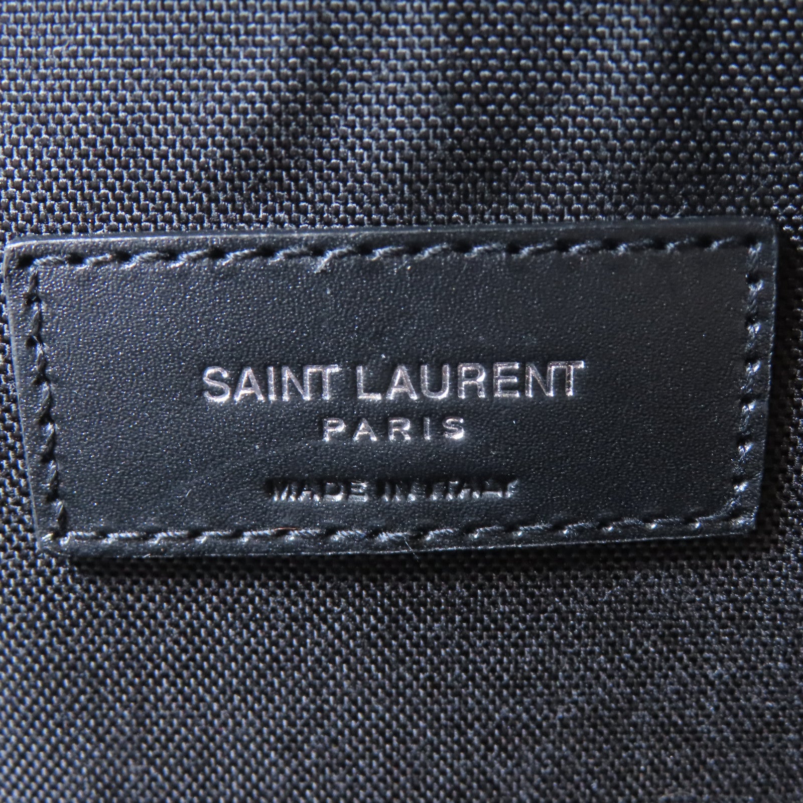 SAINT LAURENT 皮革Backpack銀扣背包黑色