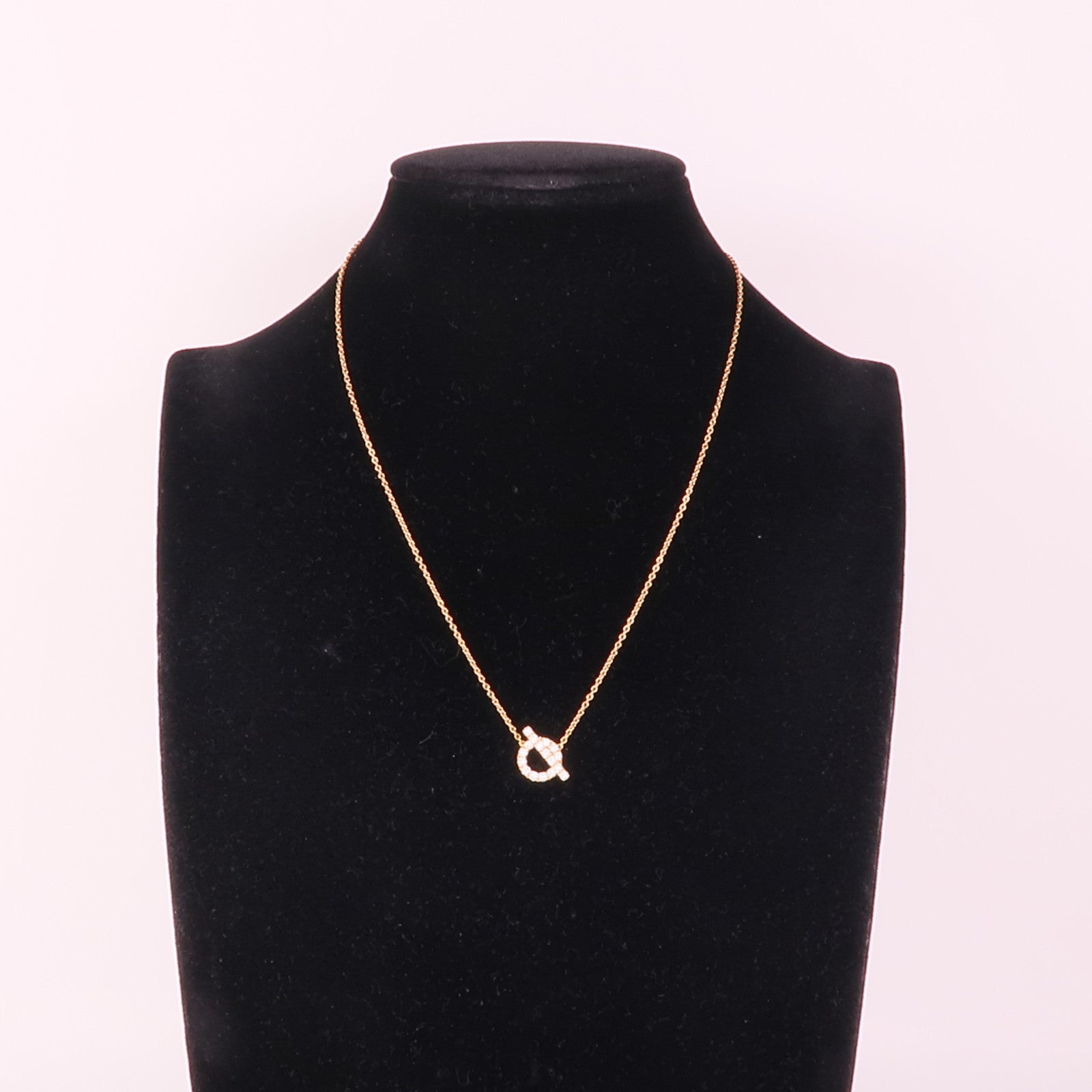HERMES 18K玫瑰金Finesse Pendant鑽石項鍊