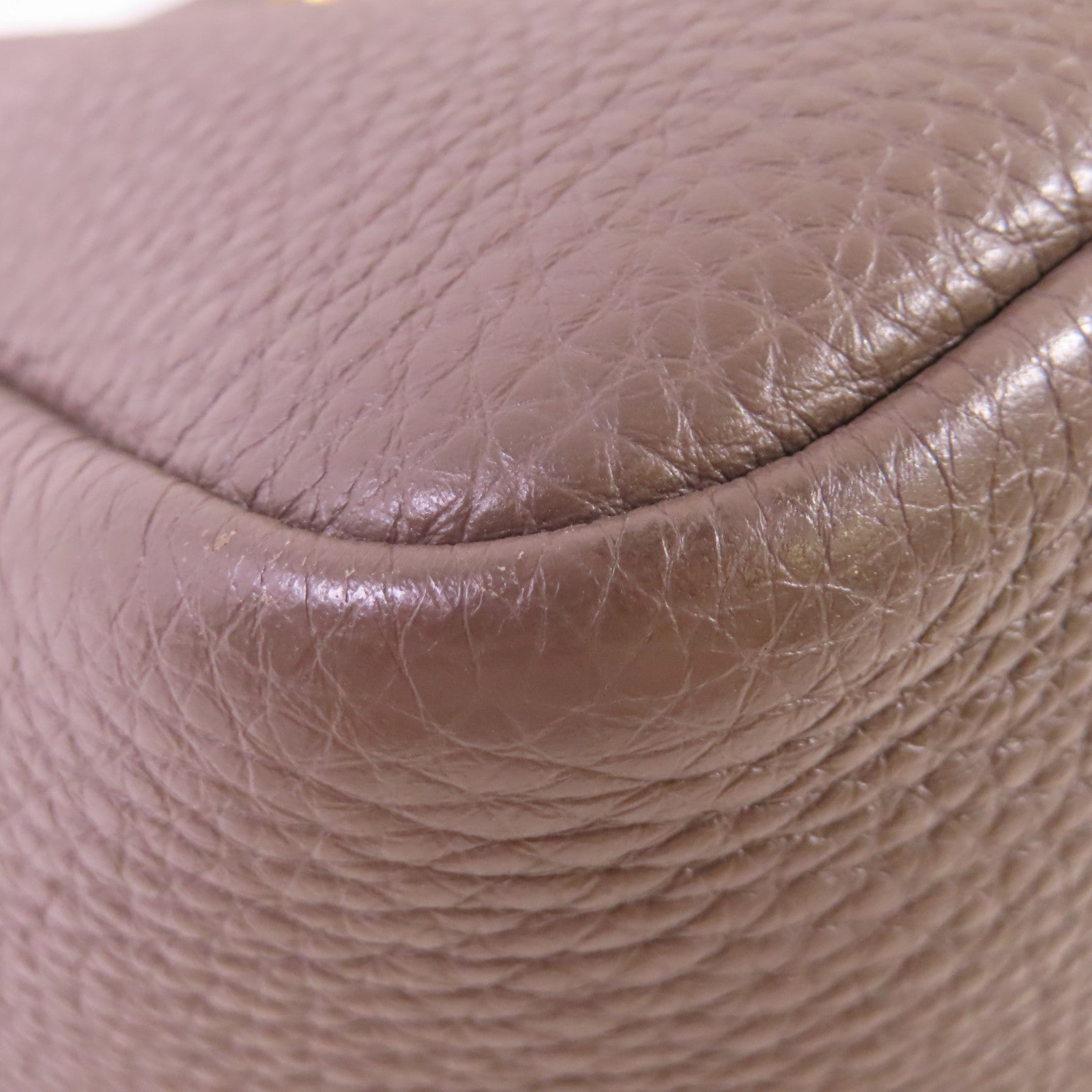 PRADA 牛皮皮革2Way Shoulder Bag金扣手挽肩背兩用袋灰啡色