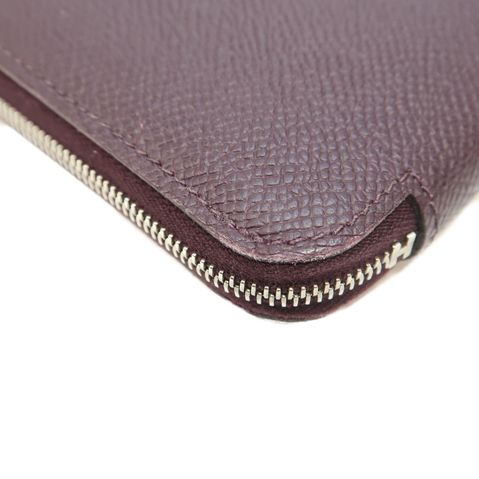 HERMES Epsom皮革Silk-In Compact Zipper Wallet銀扣錢包Cassis/暗紫色