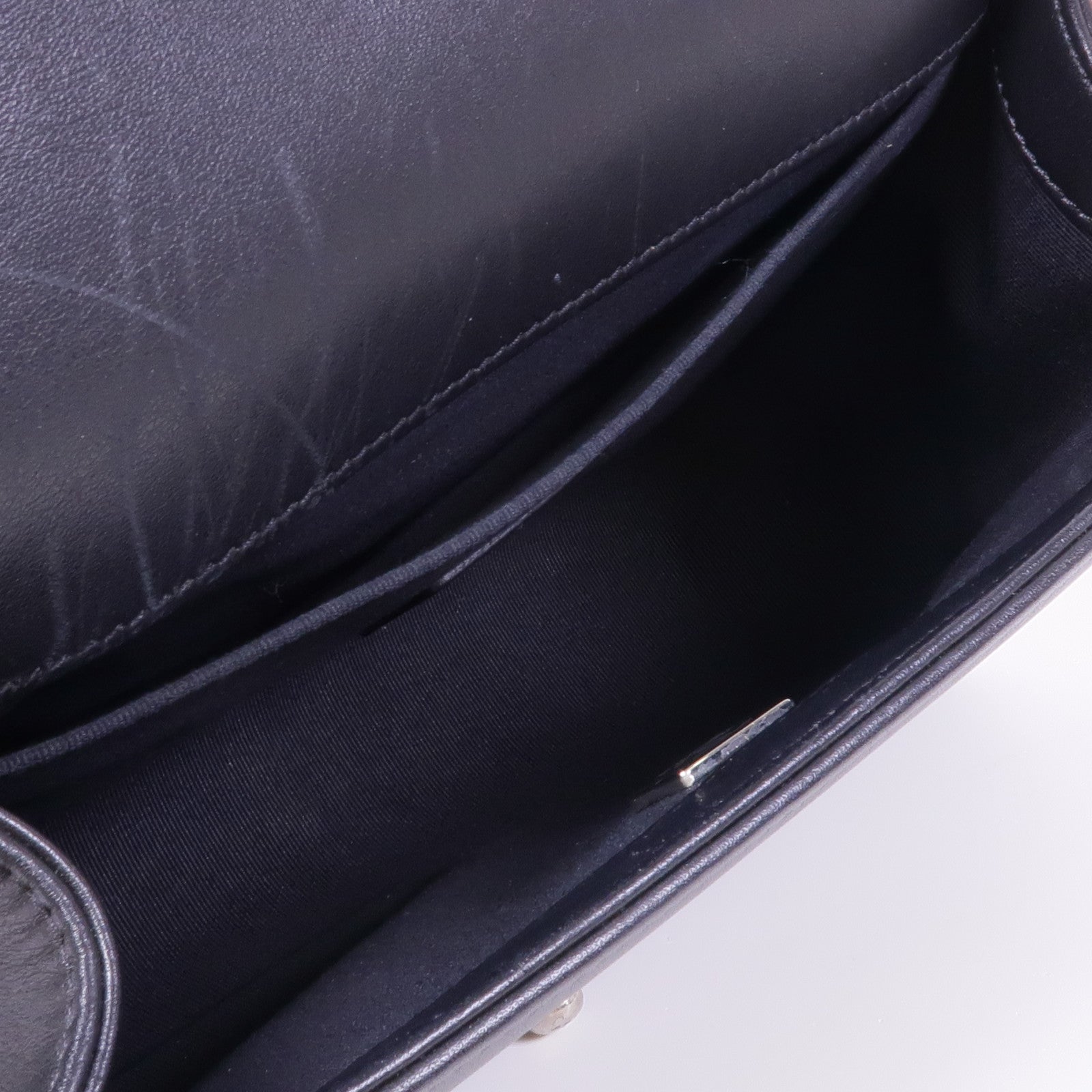 CHANEL 羊皮皮革Boy 25銀扣鏈帶肩背袋