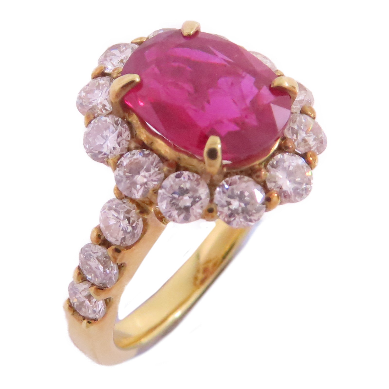 JEWELRY 【激減優惠】18K黃金/紅寶石/鑽石Ruby Diamond Ring戒指US#5.75
