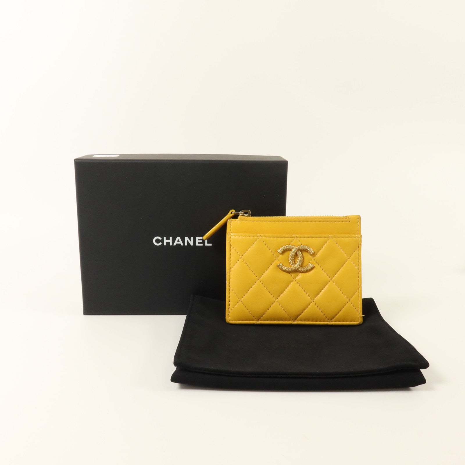 CHANEL 羊皮皮革Zip Card Case金扣卡片套