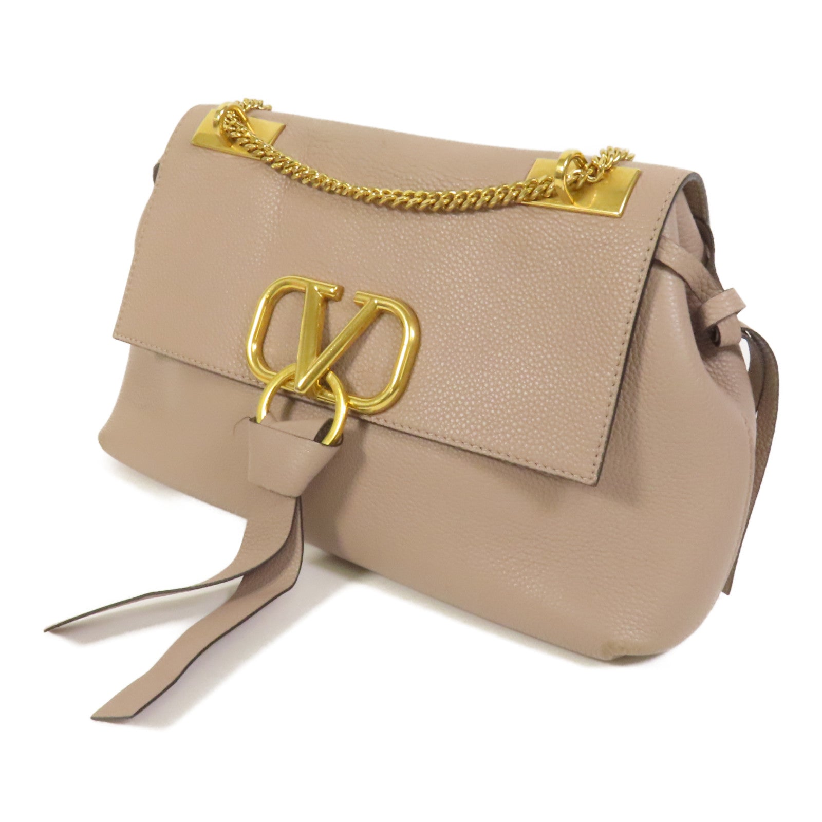 Valentino 牛皮皮革Vring金扣肩背袋