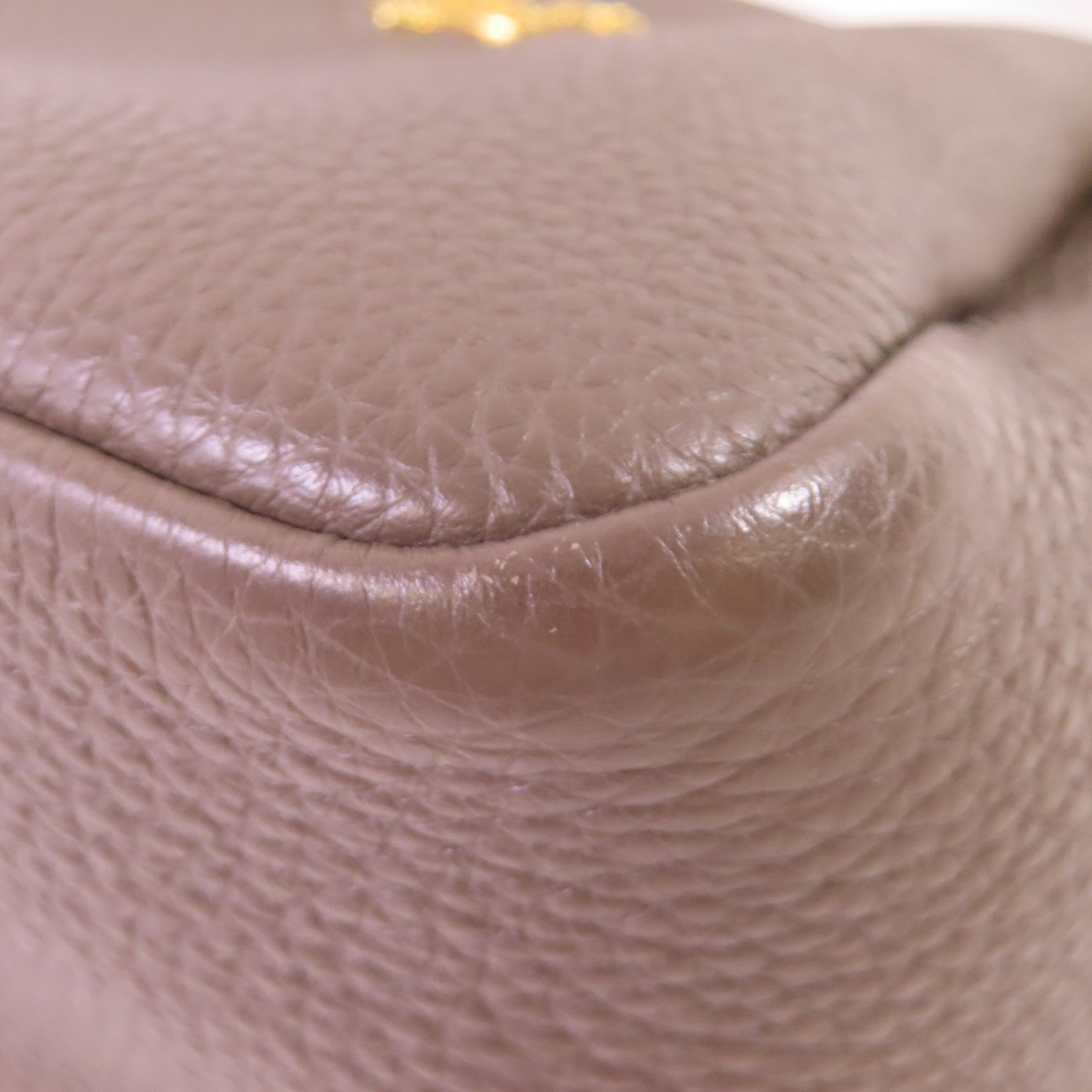 PRADA 牛皮皮革2Way Shoulder Bag金扣手挽肩背兩用袋灰啡色