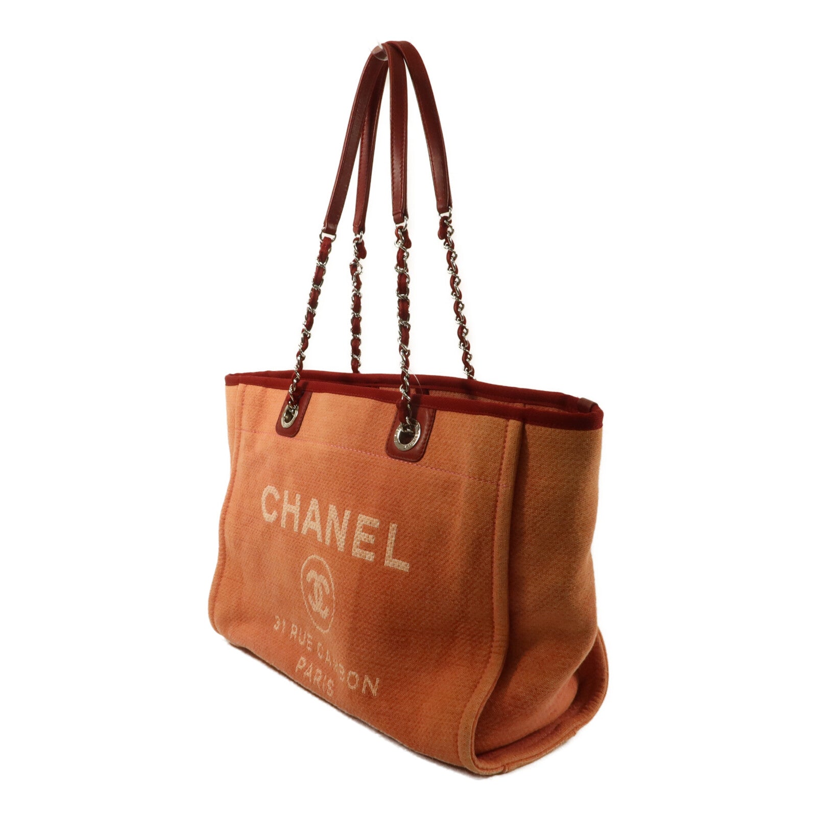 CHANEL 帆布Deauville Tote Bag MM手挽袋