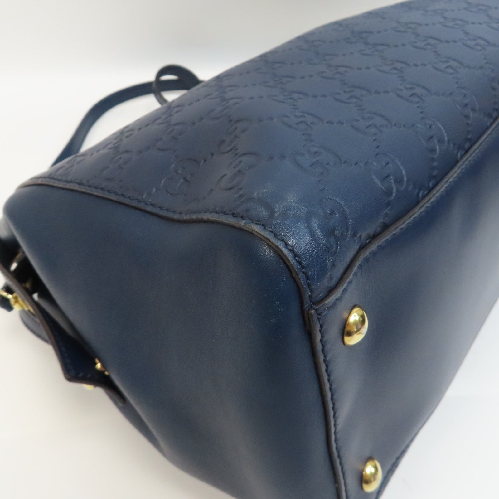 GUCCI 【激減優惠】牛皮皮革Tote Bag金扣手挽袋藍色