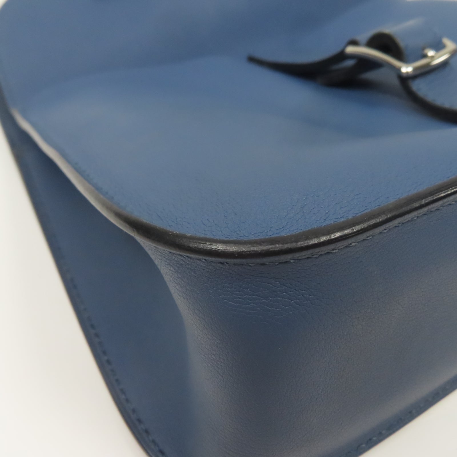 HERMES Swift皮革Mini Halzan Shoulder Bag銀扣肩背袋藍色