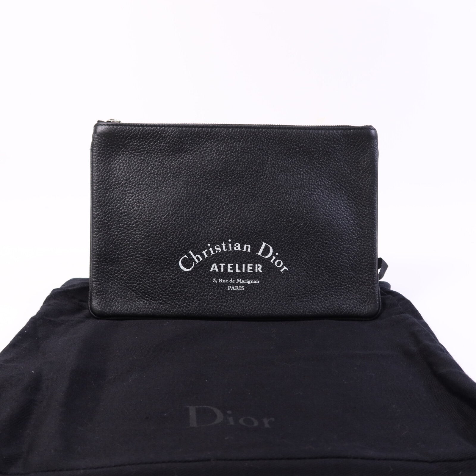 Dior 牛皮皮革Pouch銀扣手拿包