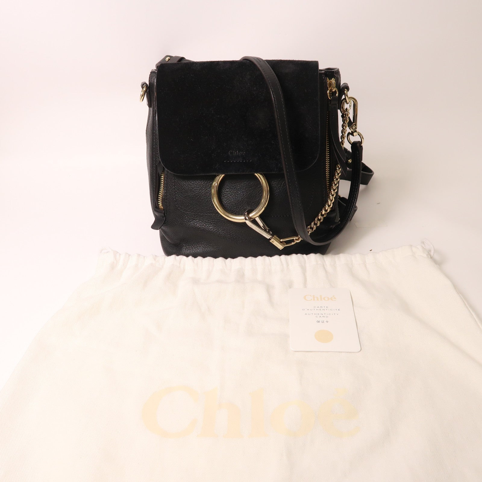 Chloe 牛皮皮革Backpack金扣背包