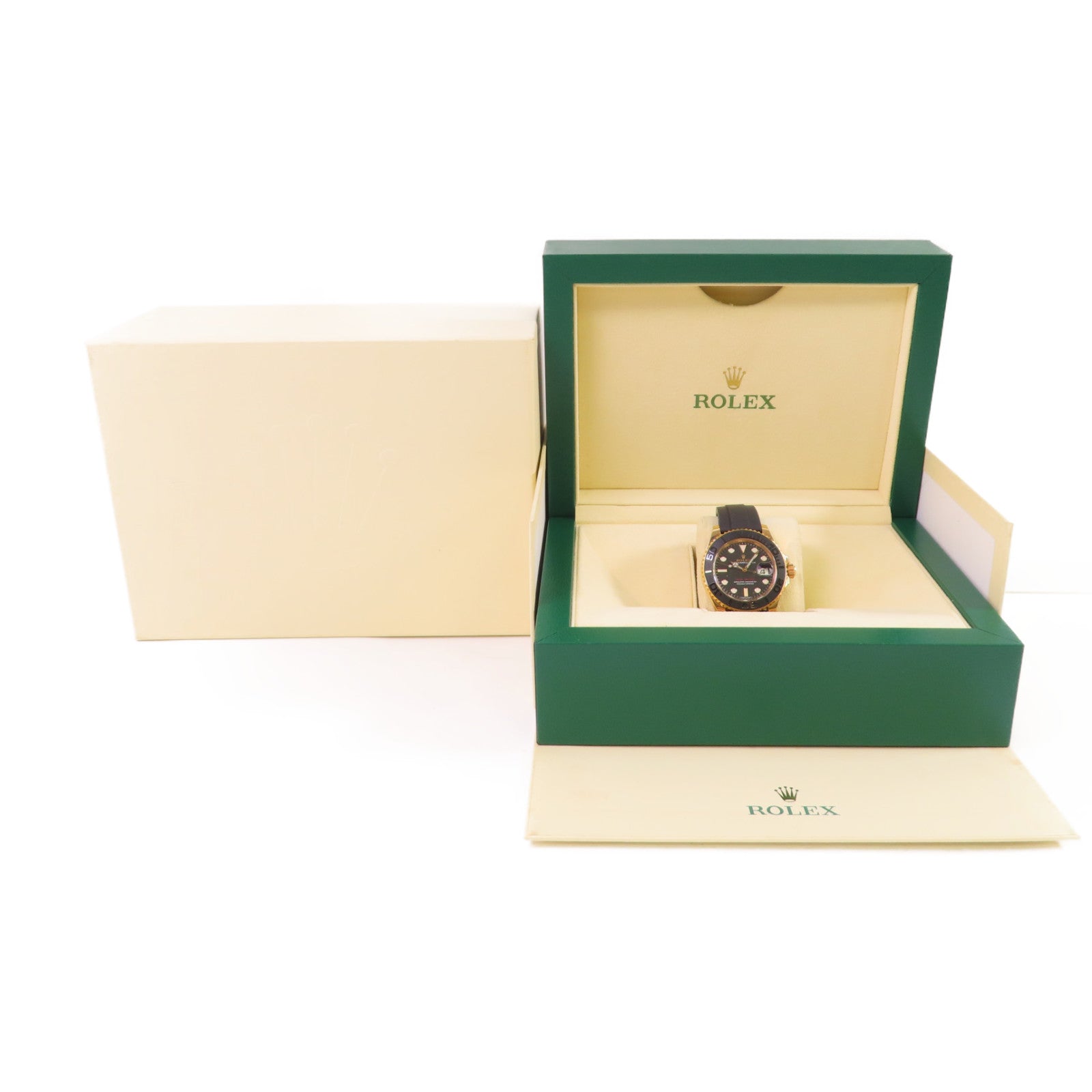ROLEX Yacht Master 18K玫瑰金/橡膠帶自動機芯手錶黑色