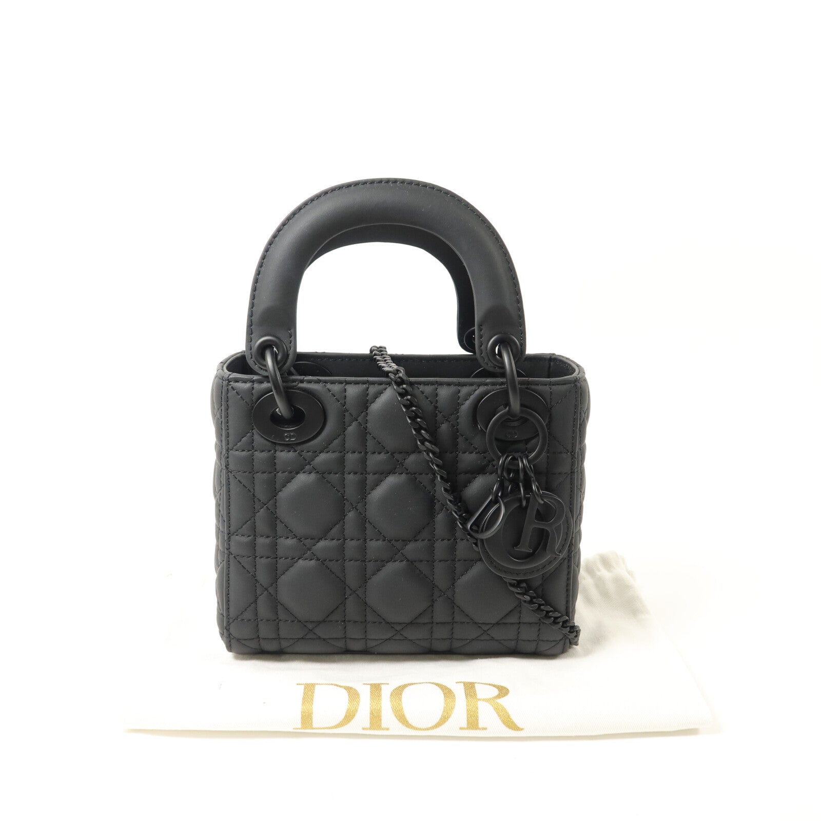 Dior 牛皮皮革Mini Lady Dior鏈帶手挽肩背兩用袋
