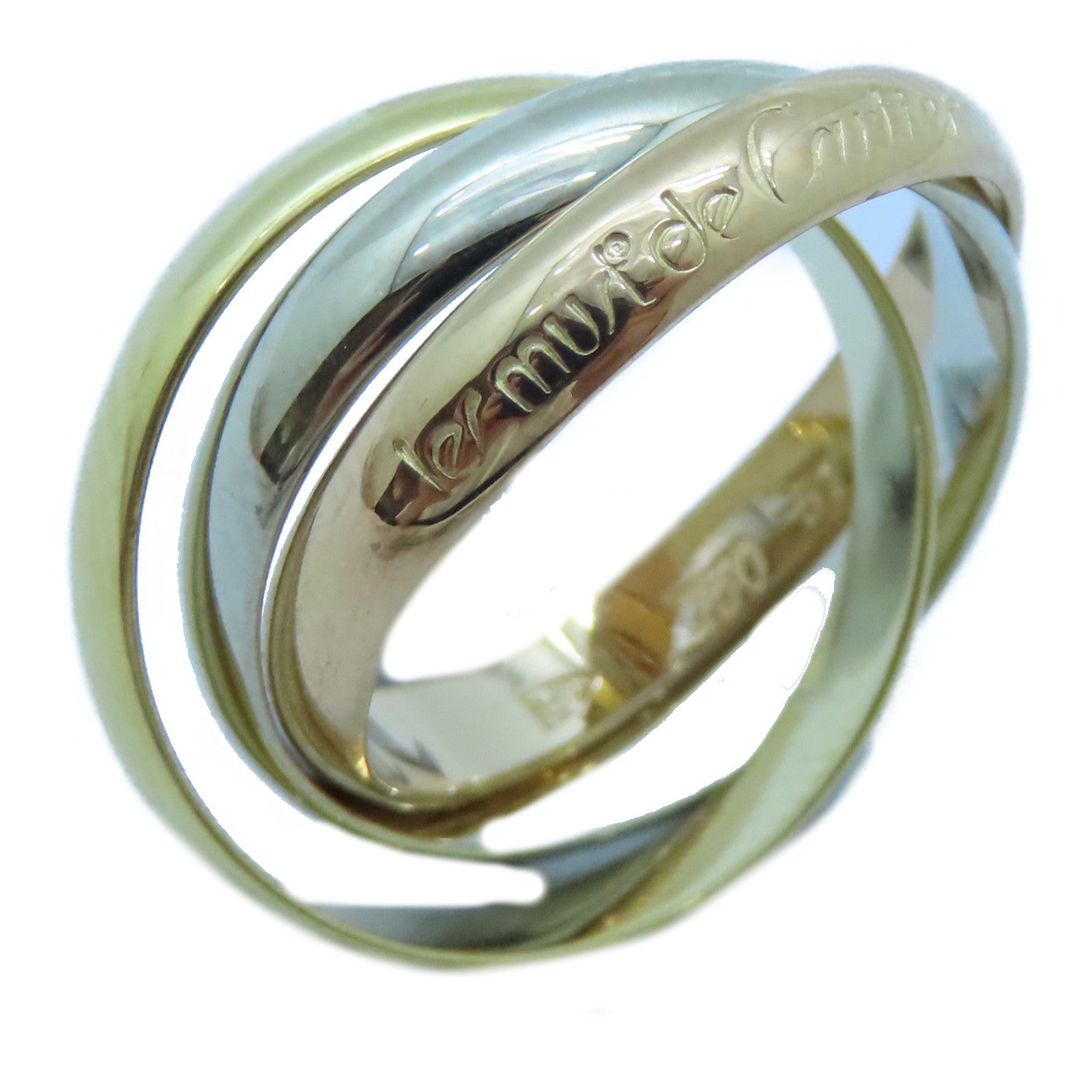 CARTIER 18K黃金/白金/玫瑰金Trinity戒指Cartier#51/US#6