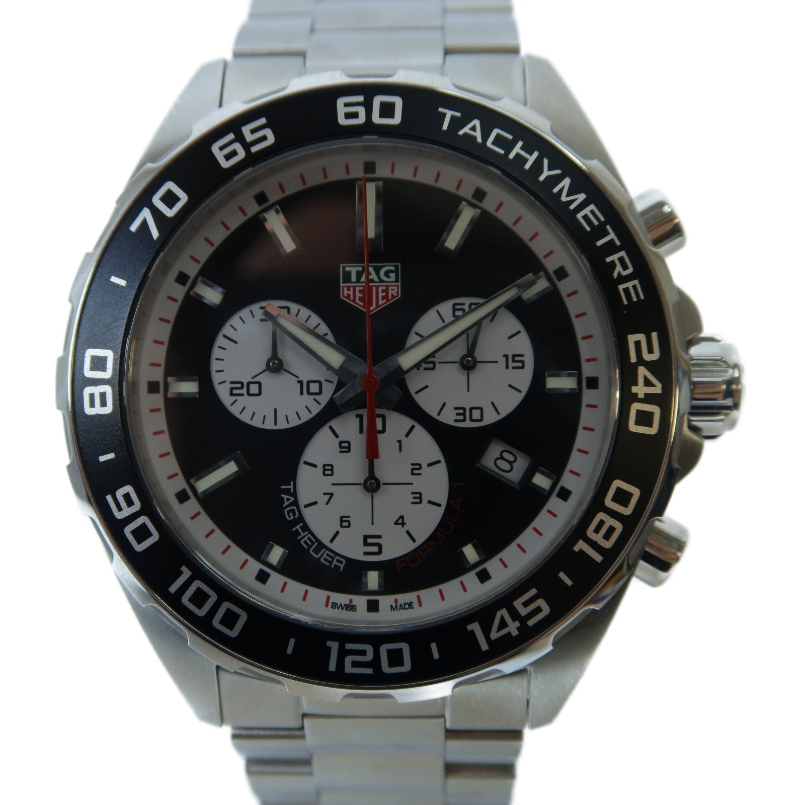 TAG HEUER 【激減優惠】Formula 43mm不鏽鋼石英機芯手錶黑色/白色