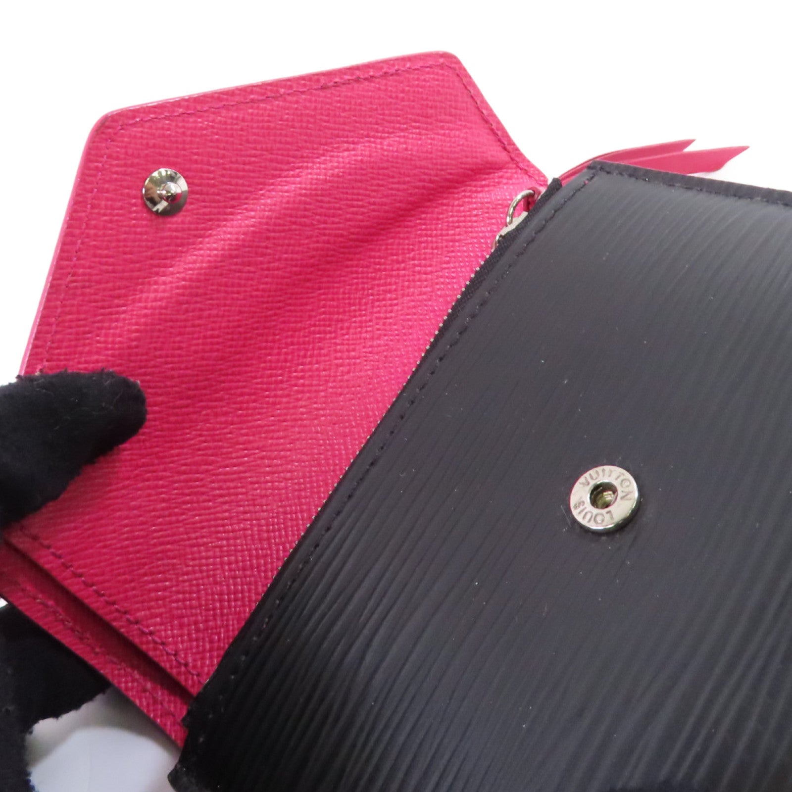 LOUIS VUITTON Epi Leather Victorine Small Wallet銀扣短錢包黑色/粉紅色