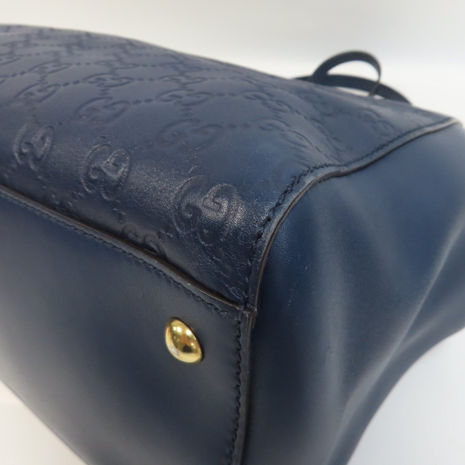 GUCCI 【激減優惠】牛皮皮革Tote Bag金扣手挽袋藍色