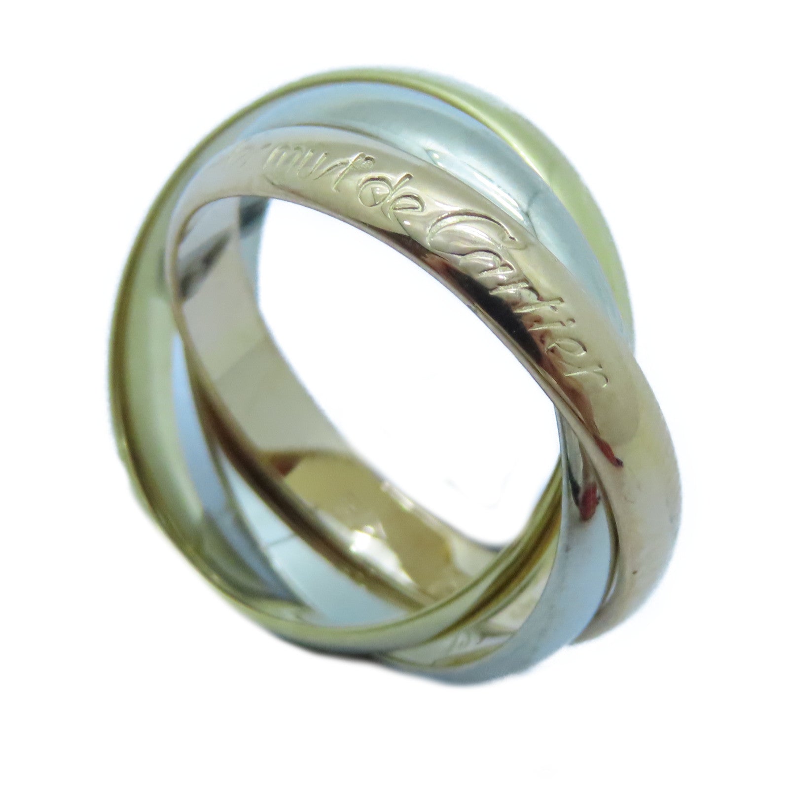 CARTIER 18K黃金/白金/玫瑰金Trinity戒指Cartier#51/US#6