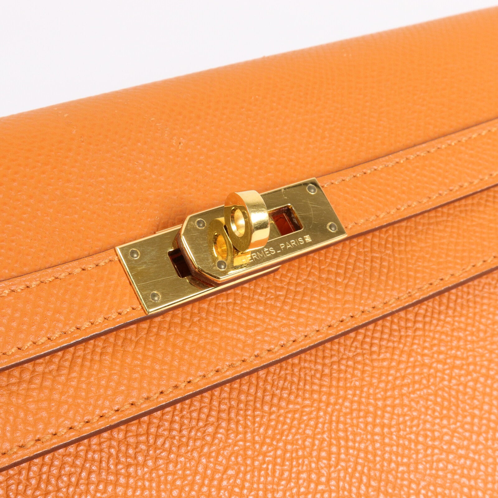 HERMES Epsom皮革Kelly Long Wallet長錢包Orange