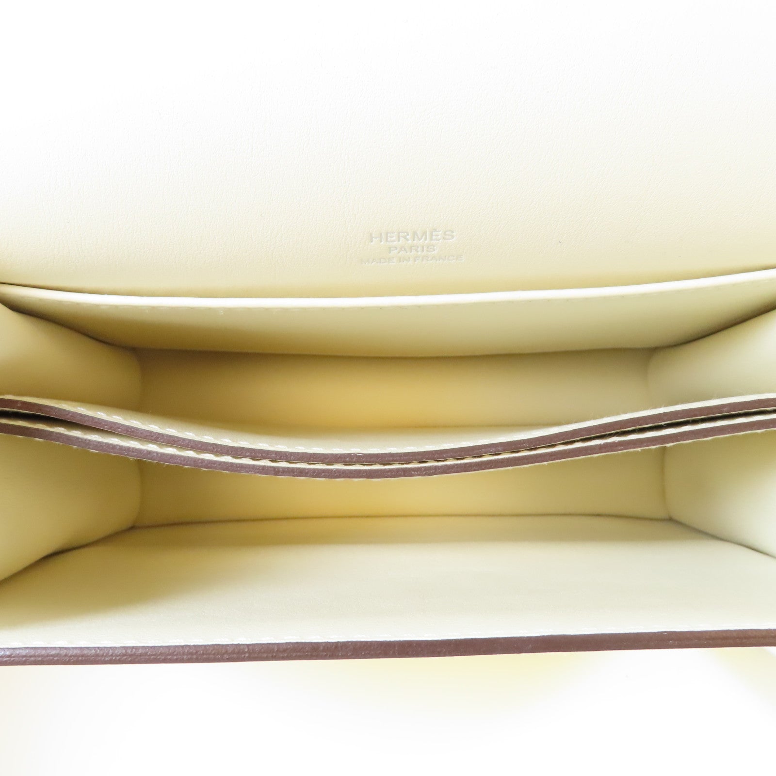 HERMES 【激減優惠】Swift皮革Mini Roulis Circuit銀扣肩背袋Nata奶油白色/Lime萊姆色