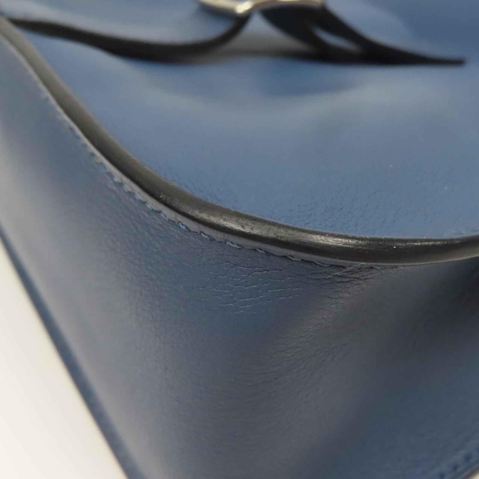 HERMES Swift皮革Mini Halzan Shoulder Bag銀扣肩背袋藍色