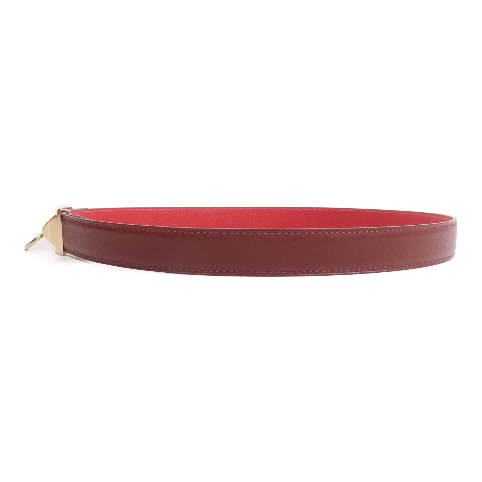 HERMES Epsom/Swift皮革Rivale Reversible腰帶Rouge Casaque