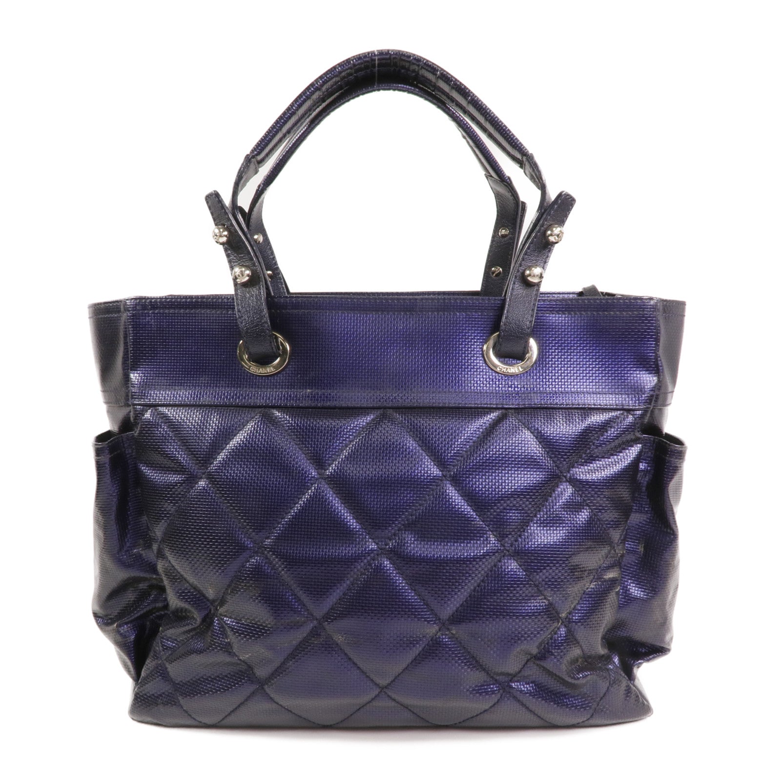 CHANEL 塗層帆布Paris Biarritz Tote Bag銀扣手挽袋