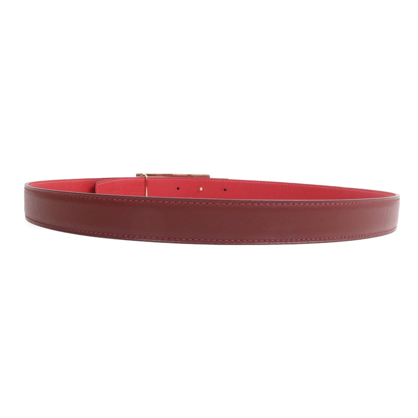 HERMES Epsom/Swift皮革Rivale Reversible腰帶Rouge Casaque