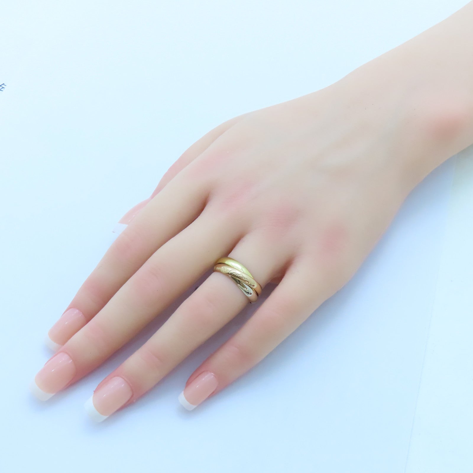 CARTIER 18K黃金/白金/玫瑰金Trinity戒指Cartier#51/US#6