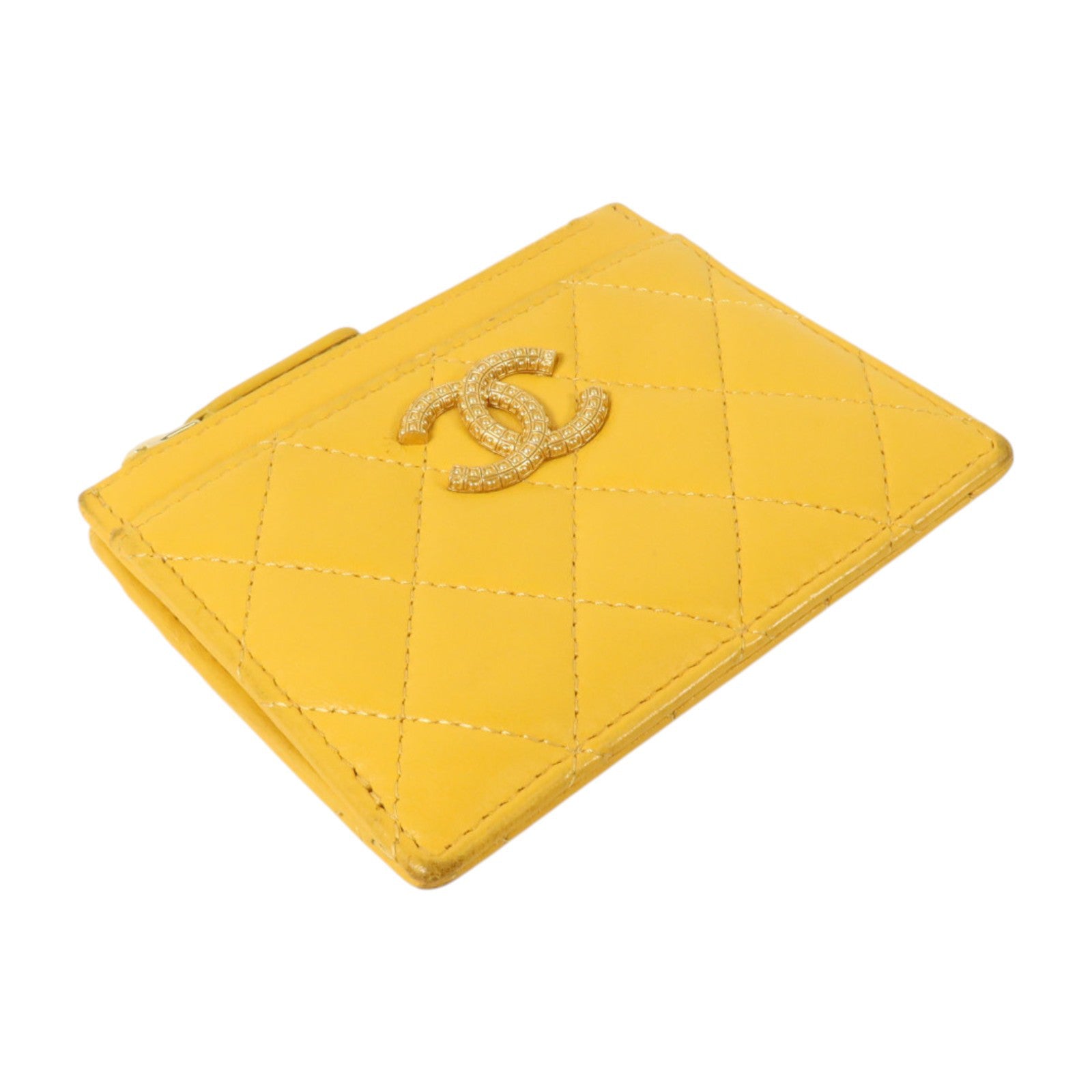 CHANEL 羊皮皮革Zip Card Case金扣卡片套