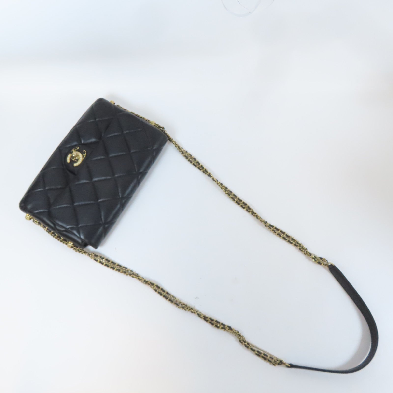 CHANEL 【激減優惠】菱格羊皮皮革19 Chain Shoulder Bag金扣鏈帶肩背袋黑色