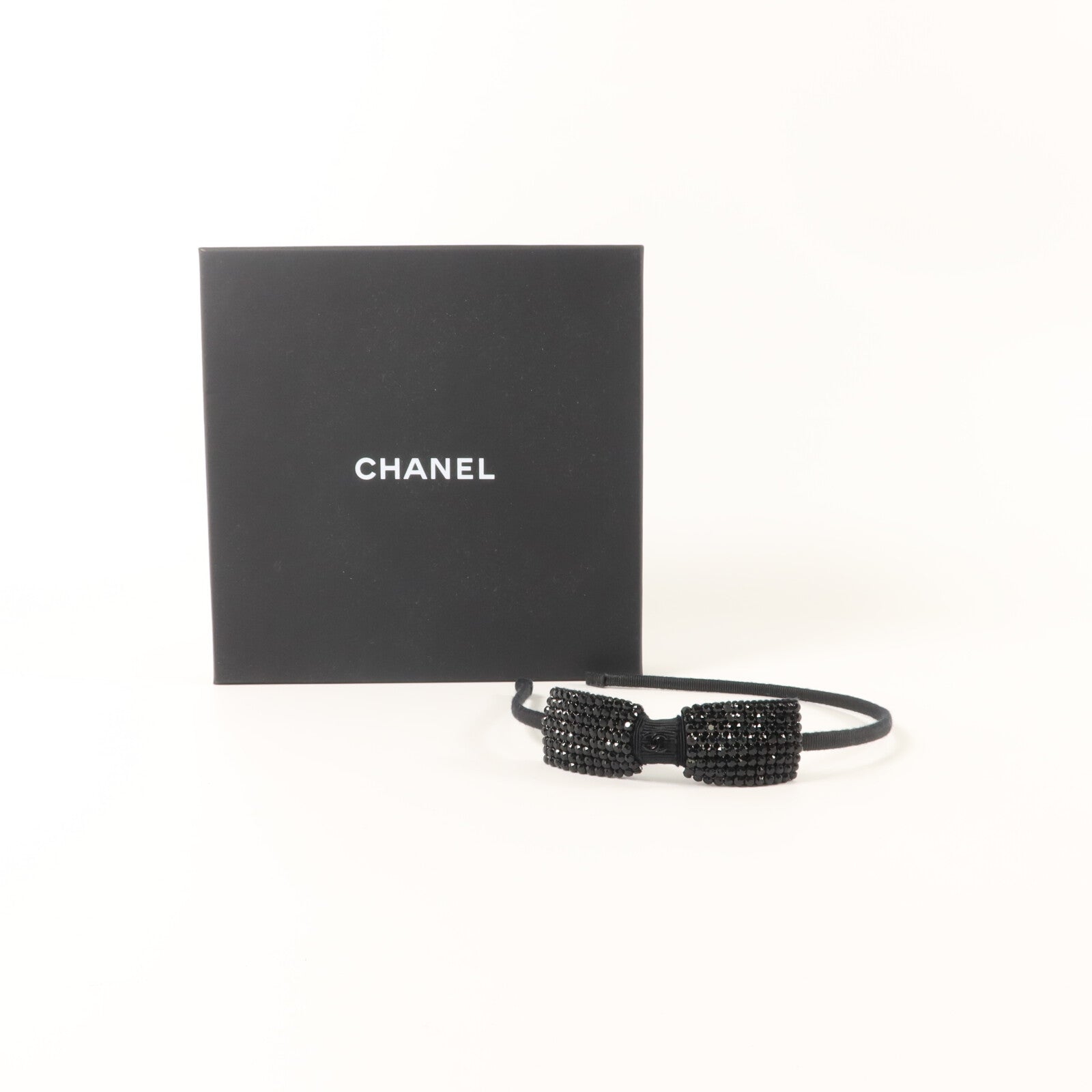 CHANEL Grosgrain/Strass CC Strass Bow Headband頭箍