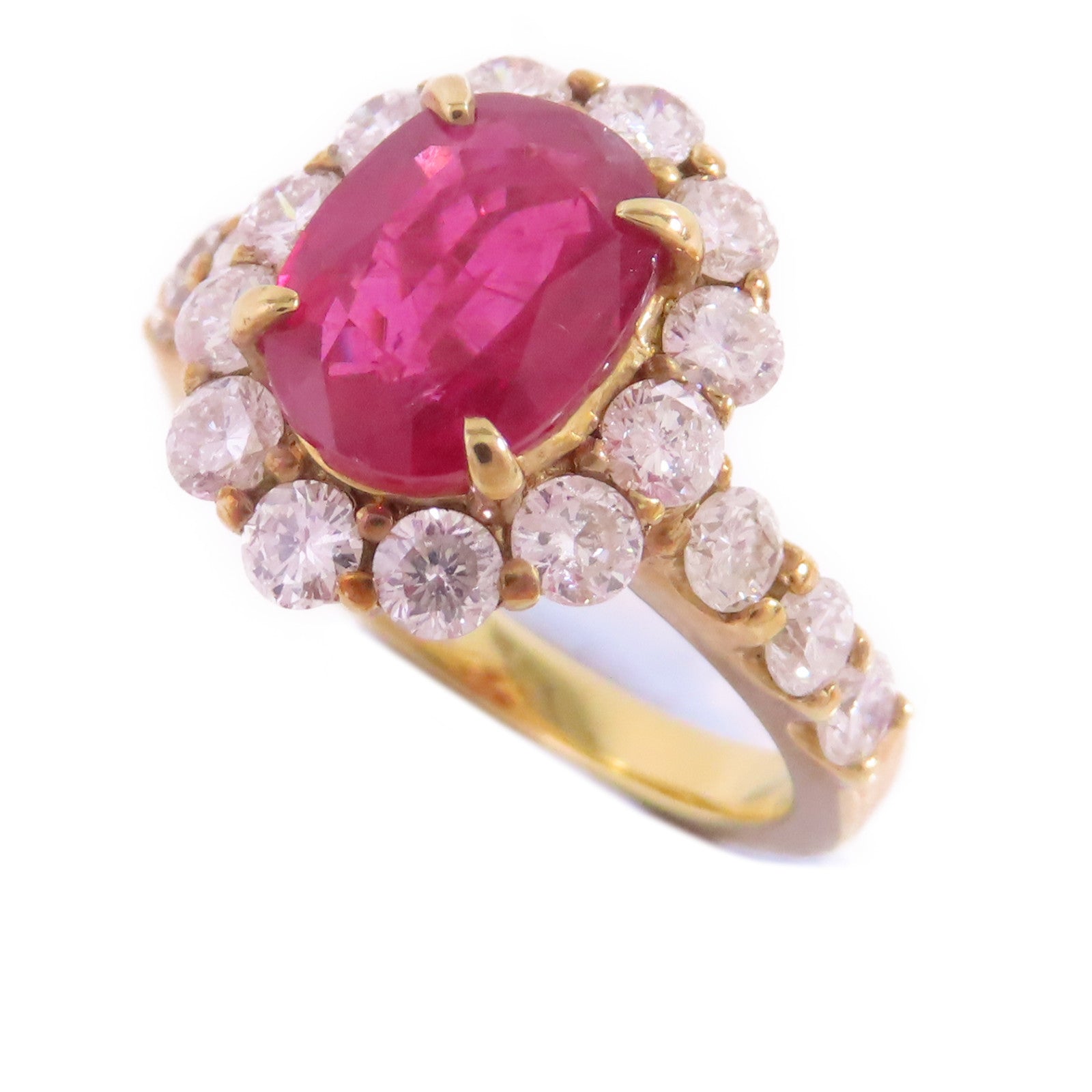 JEWELRY 【激減優惠】18K黃金/紅寶石/鑽石Ruby Diamond Ring戒指US#5.75