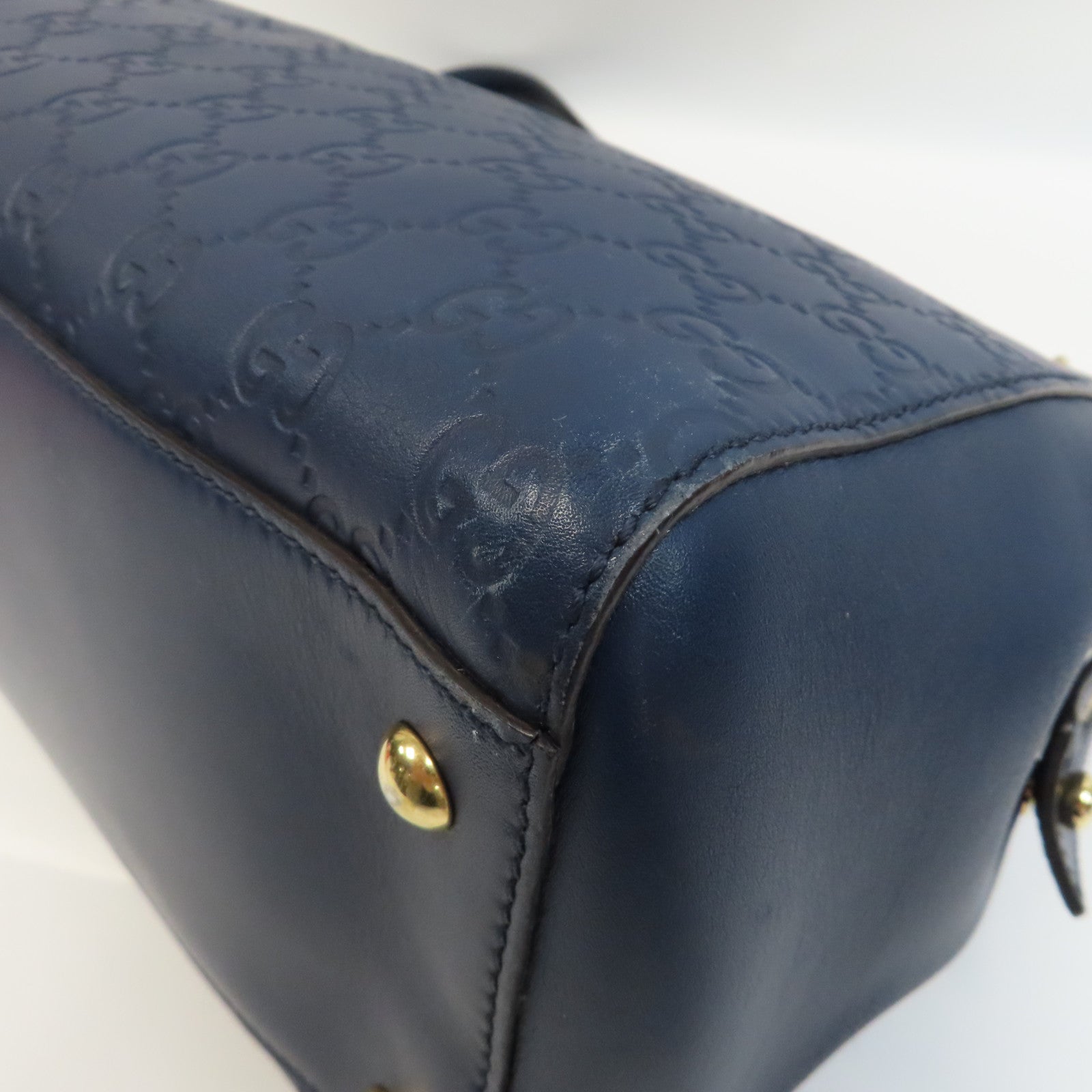 GUCCI 【激減優惠】牛皮皮革Tote Bag金扣手挽袋藍色