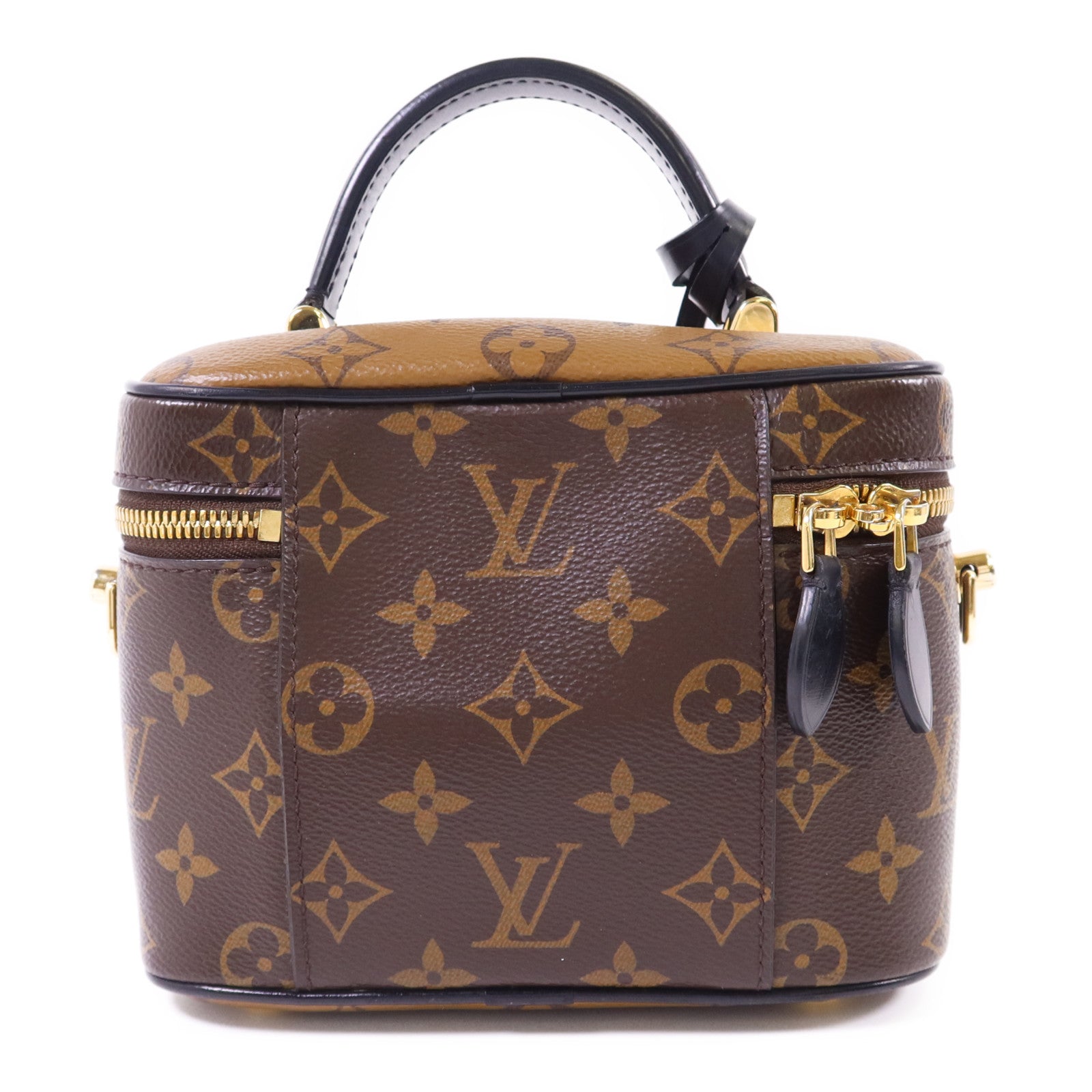 LOUIS VUITTON Monogram Reverse Vanity PM金扣手挽肩背兩用袋棕色