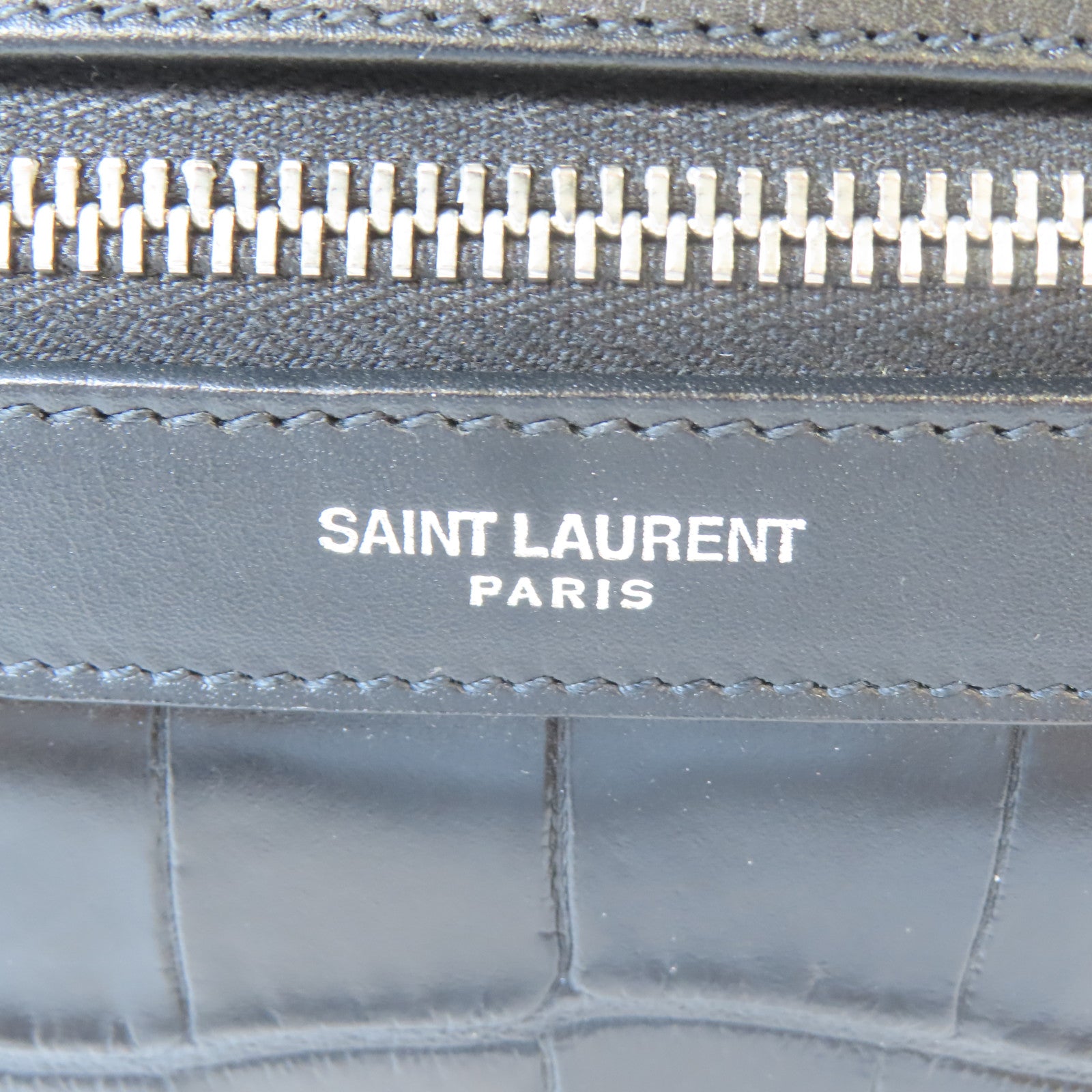 SAINT LAURENT 皮革Backpack銀扣背包黑色