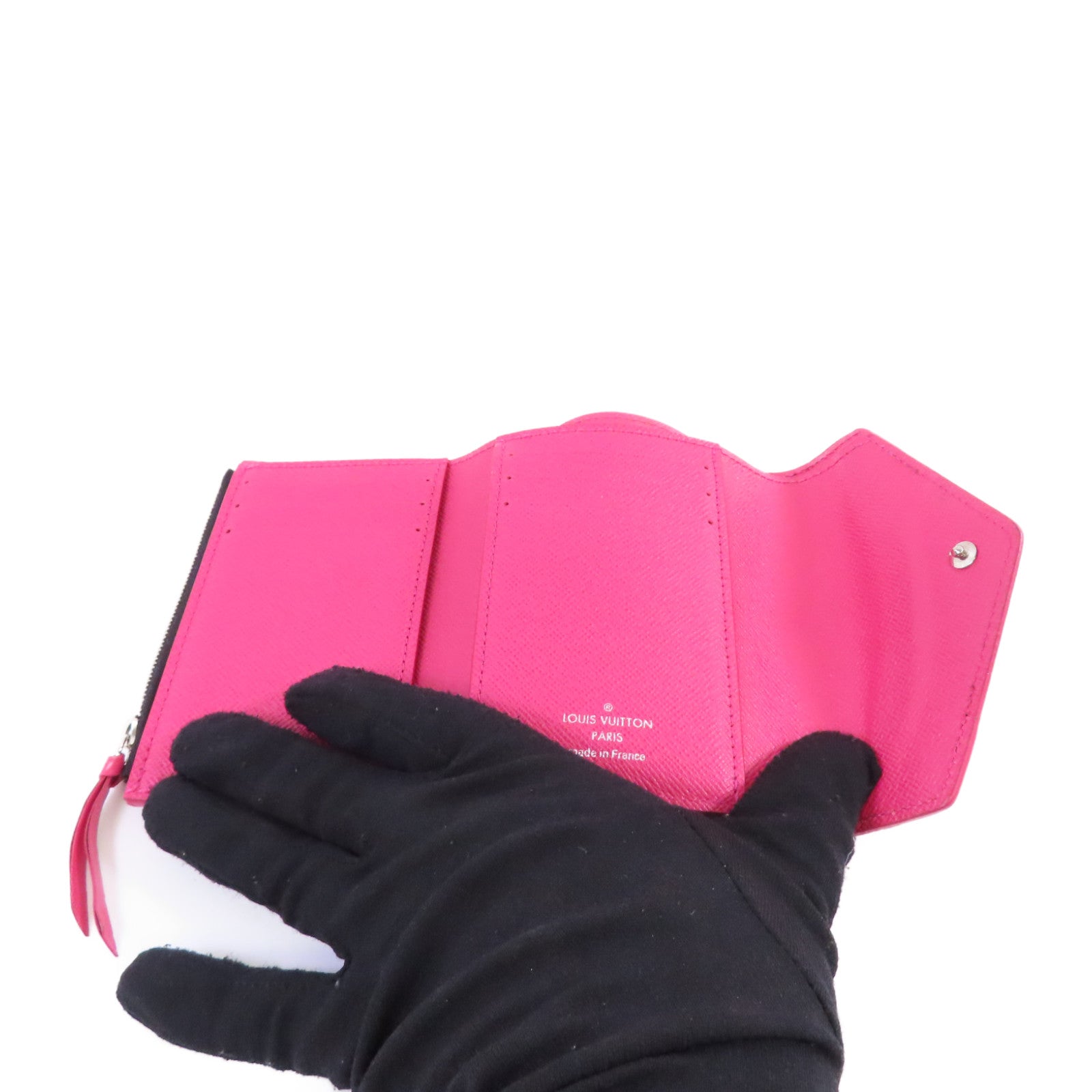 LOUIS VUITTON Epi Leather Victorine Small Wallet銀扣短錢包黑色/粉紅色