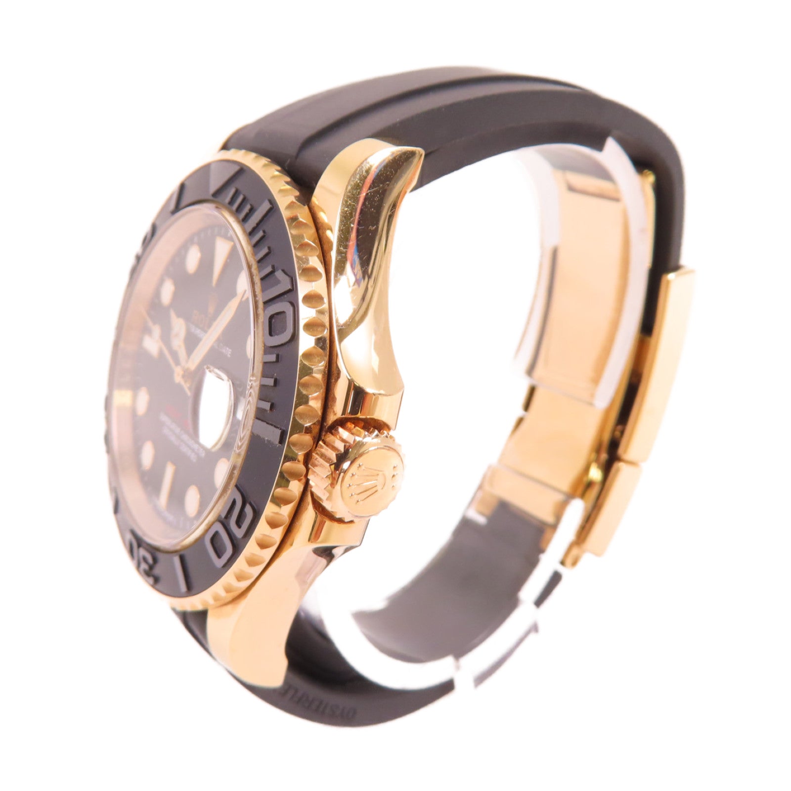 ROLEX Yacht Master 18K玫瑰金/橡膠帶自動機芯手錶黑色