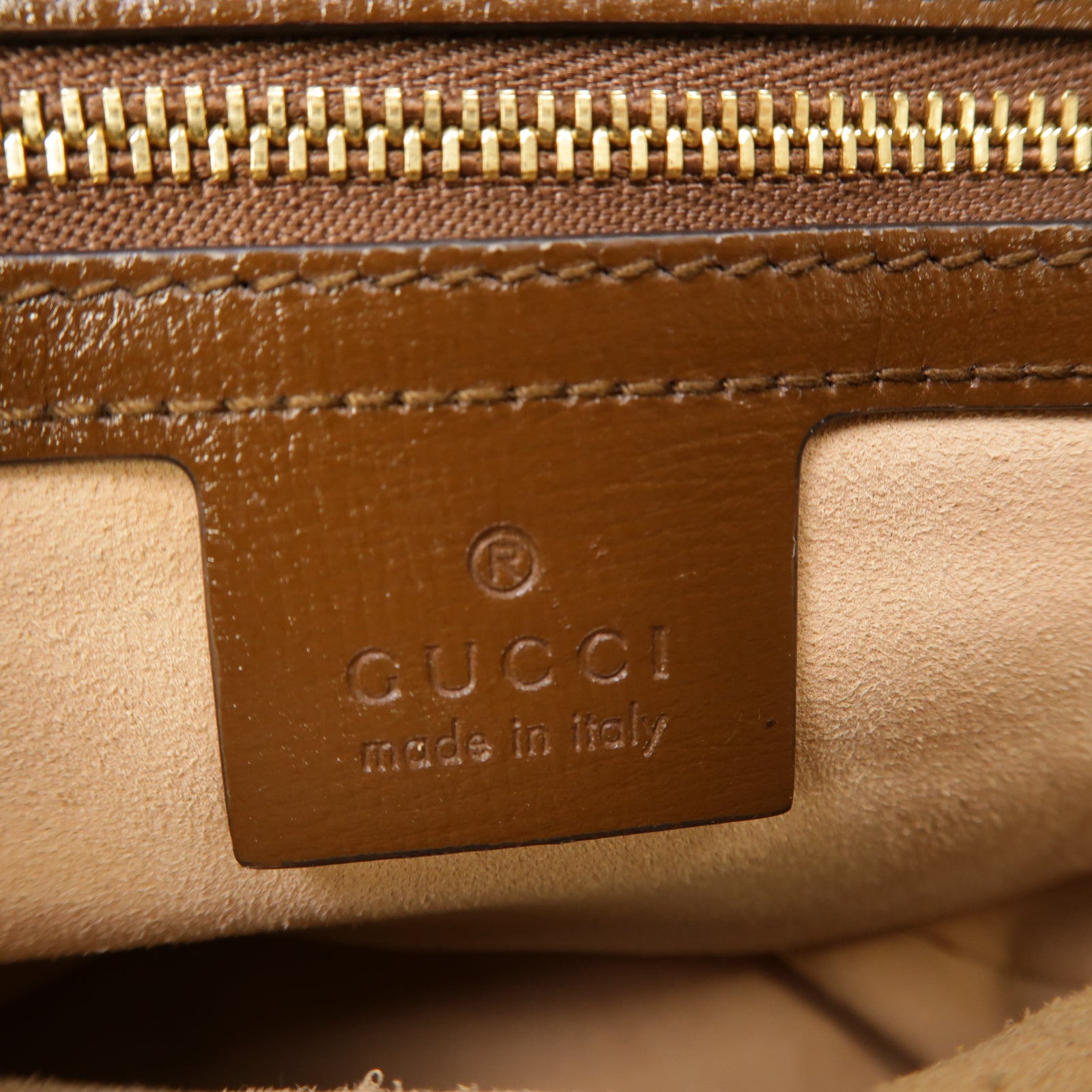 GUCCI 塗層帆布Horsebit 1955 small金扣肩背袋棕色