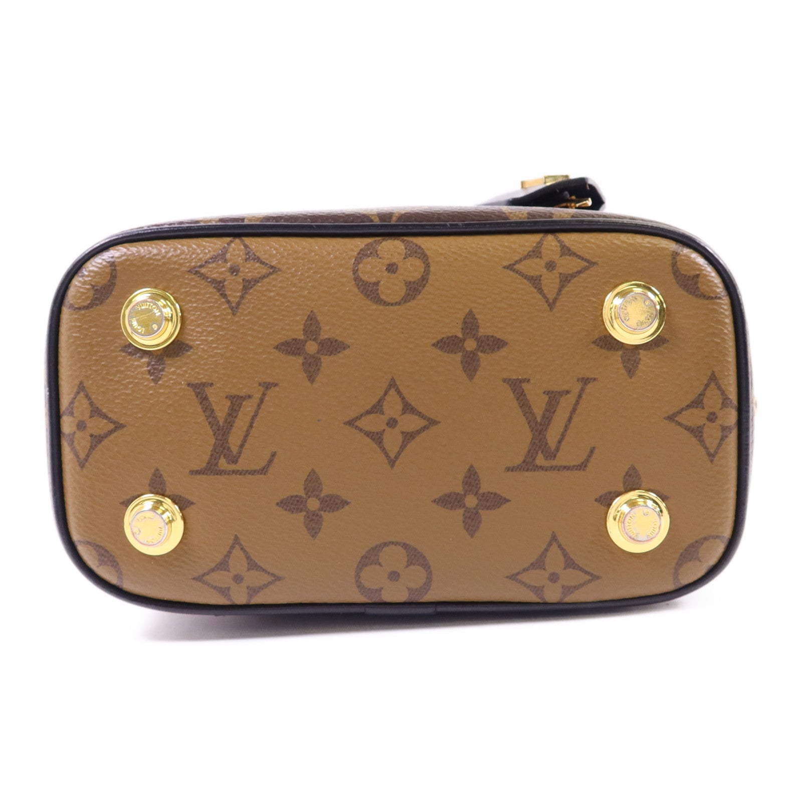 LOUIS VUITTON Monogram Reverse Vanity PM金扣手挽肩背兩用袋棕色